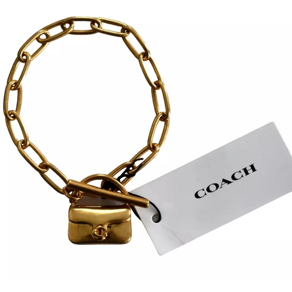 Coach Signature Tabby Mini Handbag Purse Bracelet - Gold tone Brass Toggle - Picture 2 of 8